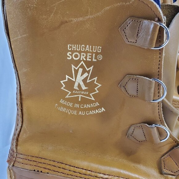 VTG Sorel Kaufman Chugalug Leather Winter Boots Rubber Soles Mens size 8 - Picture 3 of 16